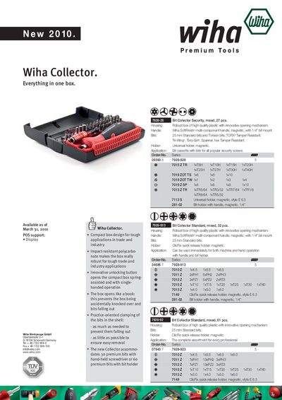 Wiha Collector Product Leaflet - cover page