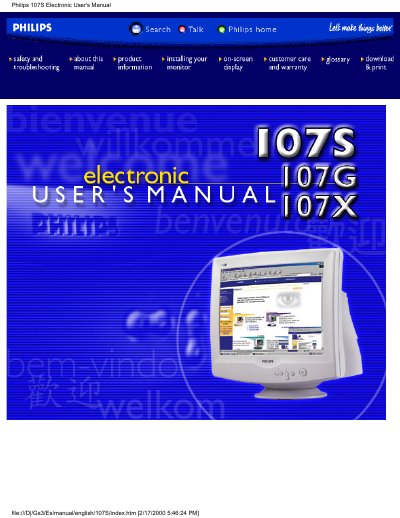 Philips 107S/107G/107X Color Monitor User Manual - cover page