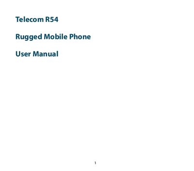 ZTE R54 Rugged Mobile Phone User Manual - cover page