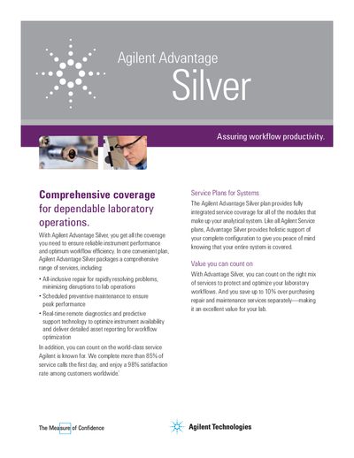 Agilent Advantage Silver Service Plan Brochure - cover page