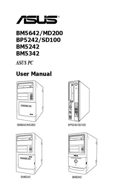ASUS BM5642/MD200, BP5242/SD100, BM5242, BM5342 Desktop PC User Manual - cover page