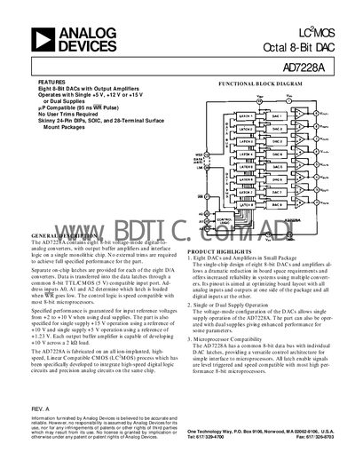 Analog Devices AD7228A Datasheet - cover page