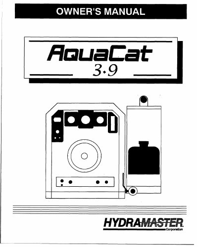 HydraMaster AquaCat 3.9 Owner's Manual - cover page