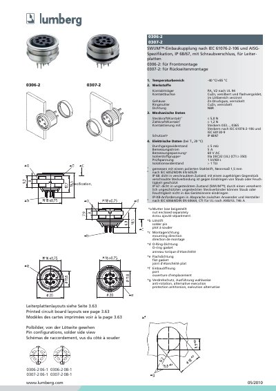 Lumberg 0306-2/0307-2 Circular Connector Data Sheet - cover page