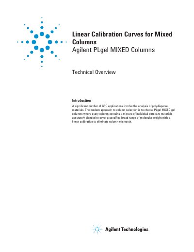 Agilent PLgel MIXED Columns Technical Overview Datasheet - cover page