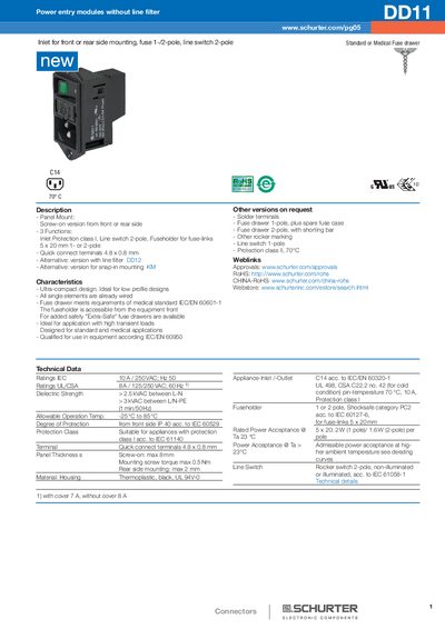 SCHURTER DD11 Power Entry Module Handbook - cover page