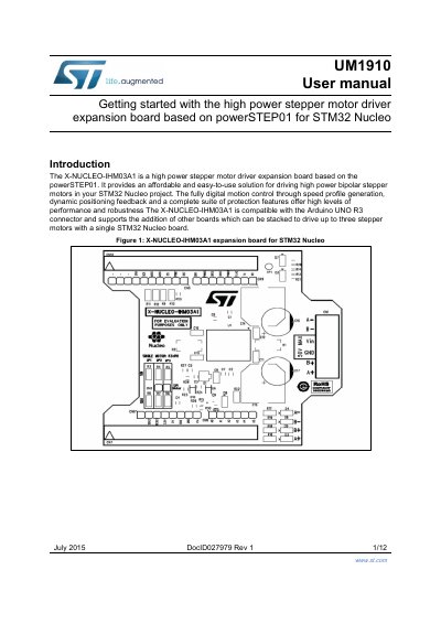 STMicroelectronics X-NUCLEO-IHM03A1 High Power Stepper Motor Driver User Manual - cover page