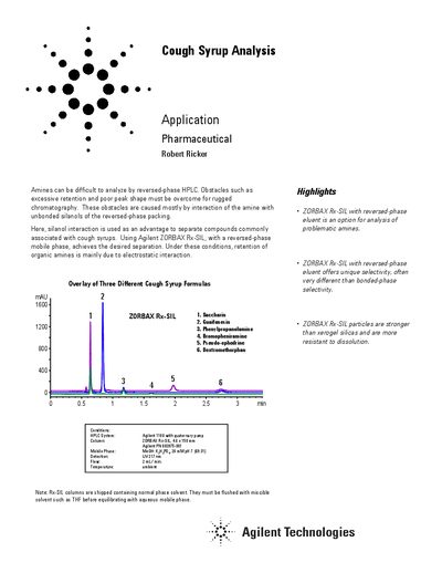 Agilent Cough Syrup Analysis Application Note - cover page