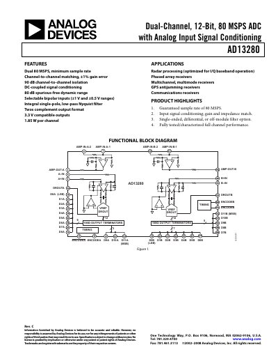 Analog Devices AD13280 ADC Datasheet - cover page