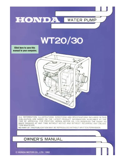 Honda WT20/30 Water Pump Owner's Manual - cover page