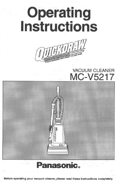 Panasonic MC-V5217 Upright Vacuum Cleaner Operating Instructions - cover page