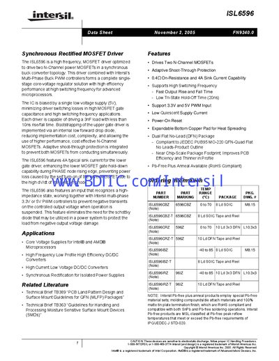 Intersil ISL6596 Datasheet - cover page