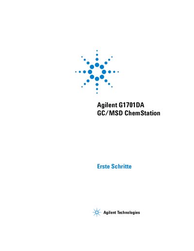 Agilent G1701DA GC/MSD ChemStation Getting Started Guide - cover page