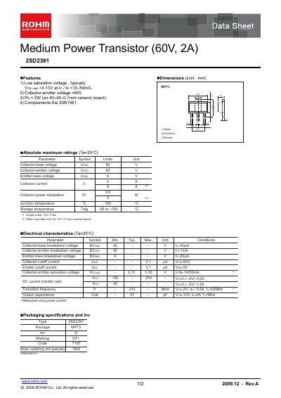 ROHM 2SD2391 handbook - cover page