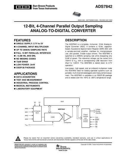Texas Instruments ADS7842 Datasheet - cover page