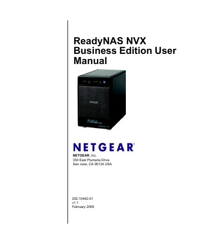 Netgear ReadyNAS NVX Business Edition User Manual - cover page