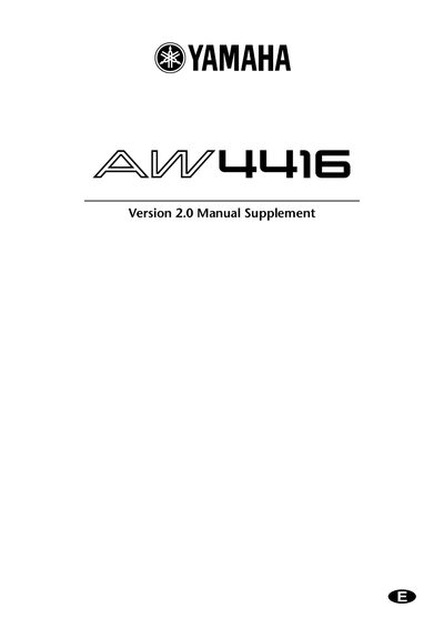 Yamaha AW4416 Version 2.0 Manual Supplement - cover page