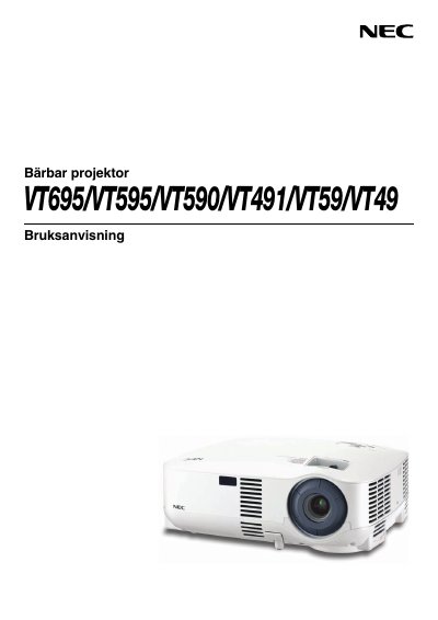NEC VT695/VT595/VT590/VT490/VT59/VT49 Projector user manual(4) - cover page