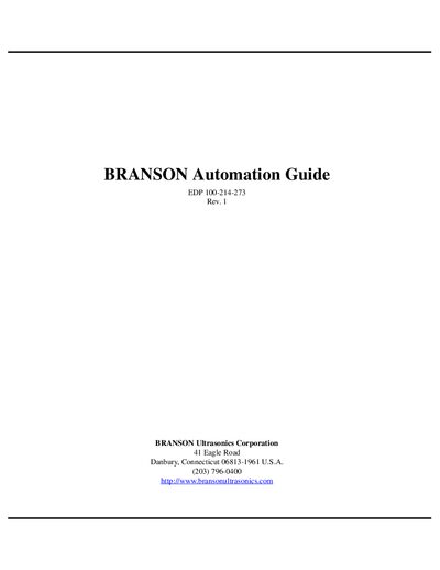 Branson 2000-Series Automation Guide