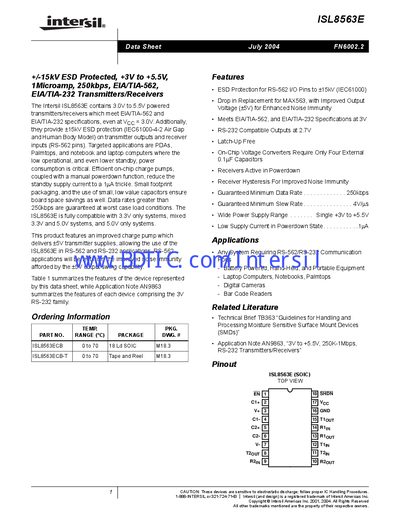 Intersil ISL8563E Datasheet - cover page