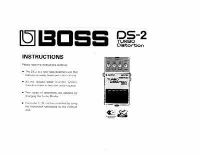 BOSS DS-2 Distortion Unit User Manual - cover page
