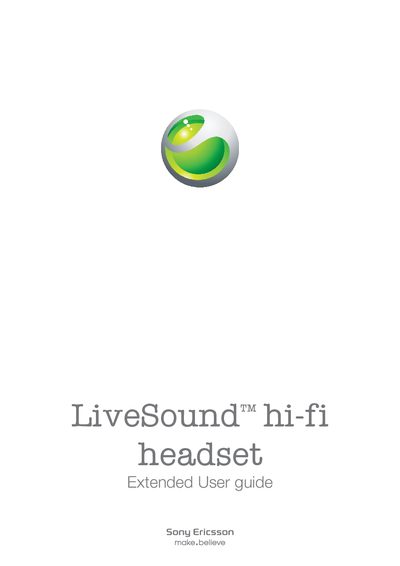 Sony Ericsson LiveSound Headset User Manual - cover page