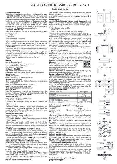 People Counter Smart Counter Data User Manual