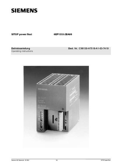 Siemens SITOP power flexi 6EP1353-2BA00 User Manual - cover page
