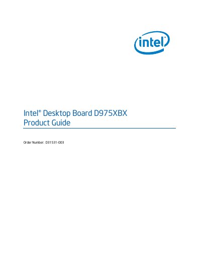 Intel D975XBX Desktop Board Product Guide