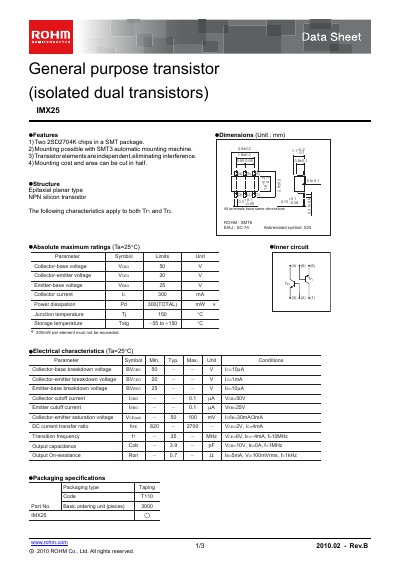 ROHM IMX25 Datasheet - cover page