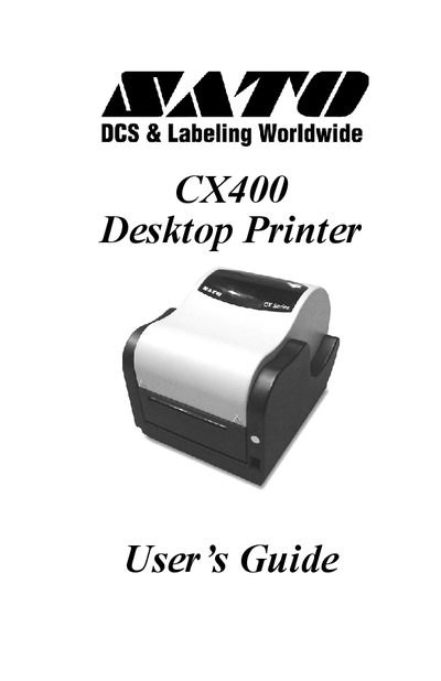 SATO CX400 Desktop Printer User Manual - cover page
