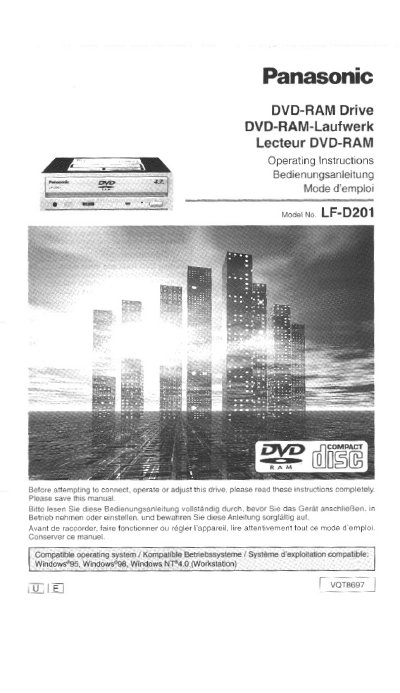 Panasonic LF-D201 DVD-RAM Drive Operating Instructions - cover page
