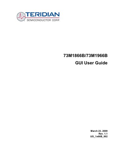 Teridian 73M1866B/73M1966B GUI User Guide - cover page