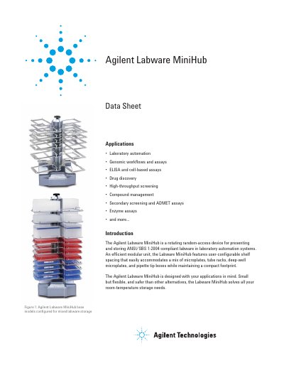 Agilent Labware MiniHub G5471A/G5472A/G5473A Data Sheet - cover page