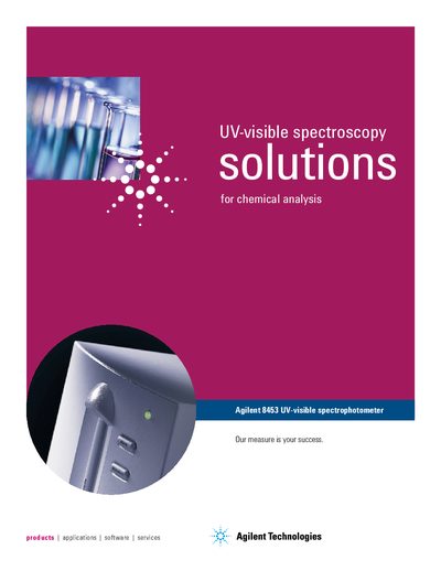 Agilent 8453 UV-visible Spectrophotometer Product Leaflet - cover page