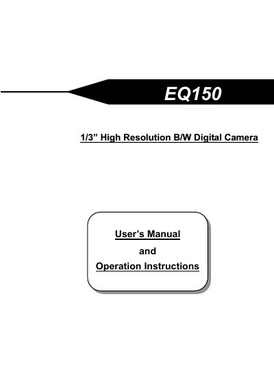 EverFocus EQ150 1/3" B/W Digital Camera User's Manual - cover page