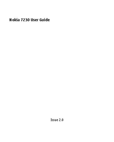 Nokia 7230 User Manual - cover page