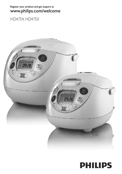 Philips HD4754 HD4750 Rice Cooker User Manual - cover page