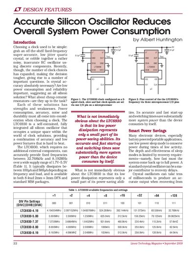 Linear Technology LTC6930 Silicon Oscillator Datasheet - cover page