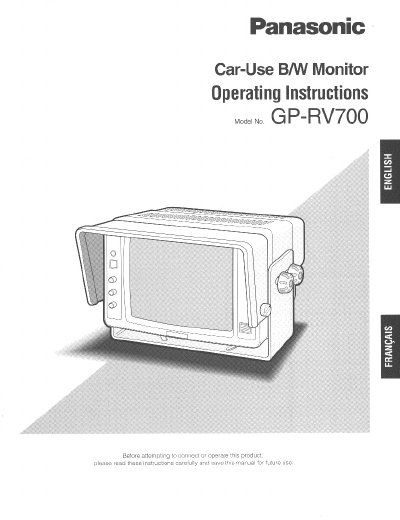 Panasonic GP-RV700 Car-Use B/W Monitor Operating Instructions - cover page