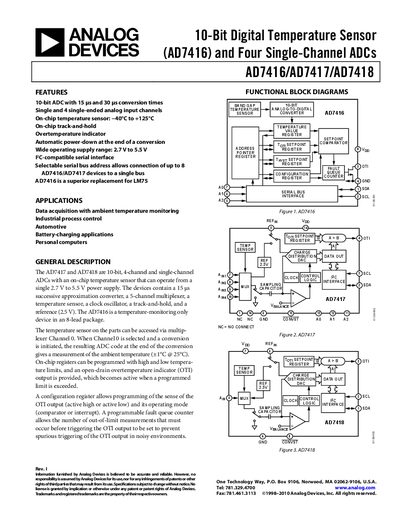 Analog Devices AD7417 Datasheet - cover page
