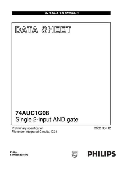Philips 74AUC1G08 Single 2-input AND Gate Datasheet - cover page