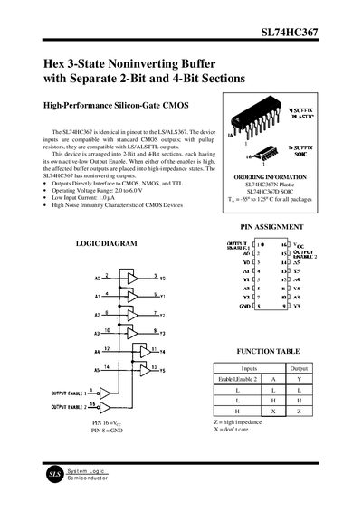SL74HC367 Datasheet - cover page