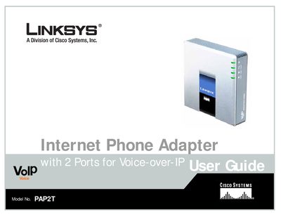 Linksys PAP2T 2-Port Voice-over-IP Internet Phone Adapter User Guide - cover page