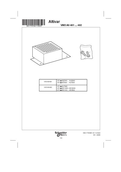 schneider Altivar VW3 A9 401 ... 402 Manual - cover page