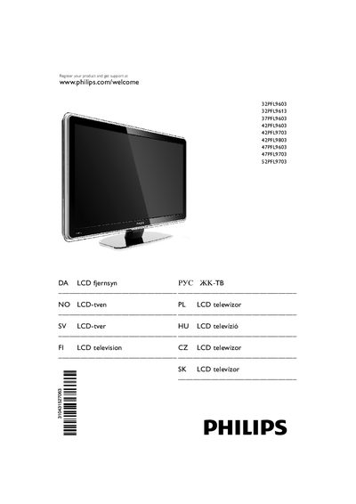 Philips 32PFL9603 37PFL9603 42PFL9603 42PFL9703 42PFL9803 47PFL9603 47PFL9703 52PFL9703 LCD TV User Manual