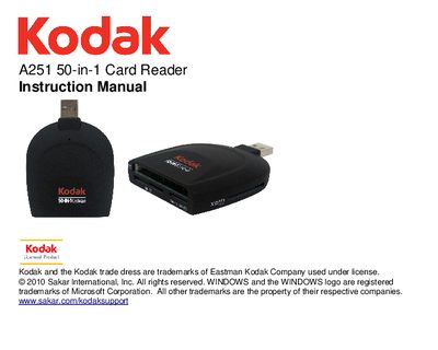 Kodak A251 50-in-1 Card Reader User Manual - cover page