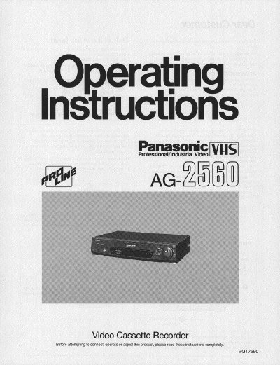 Panasonic AG-2560 Manual - cover page