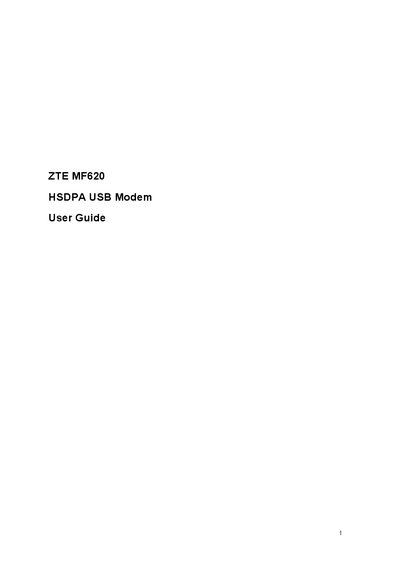 ZTE MF620 HSDPA USB Modem User Guide - cover page