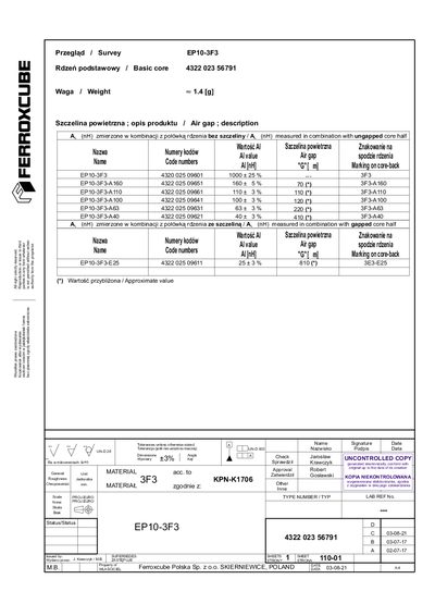 Ferroxcube EP10-3F3 Datasheet - cover page